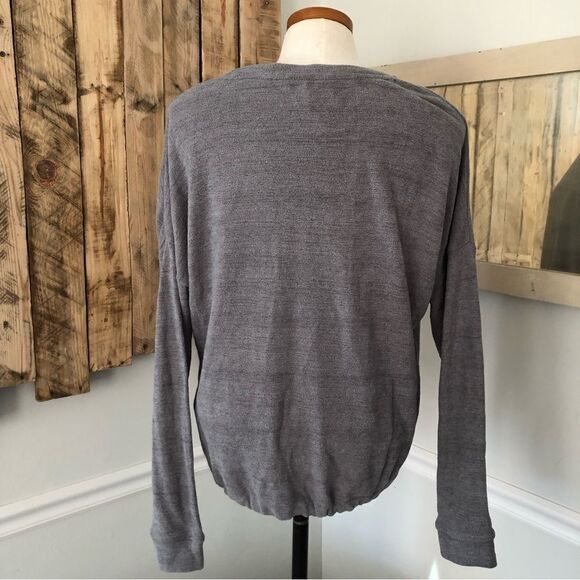 THREE DOTS Pullover Sweater Velour Knit Scoop Neck Charcoal Grey Women‎ Size M - Picture 7 of 10
